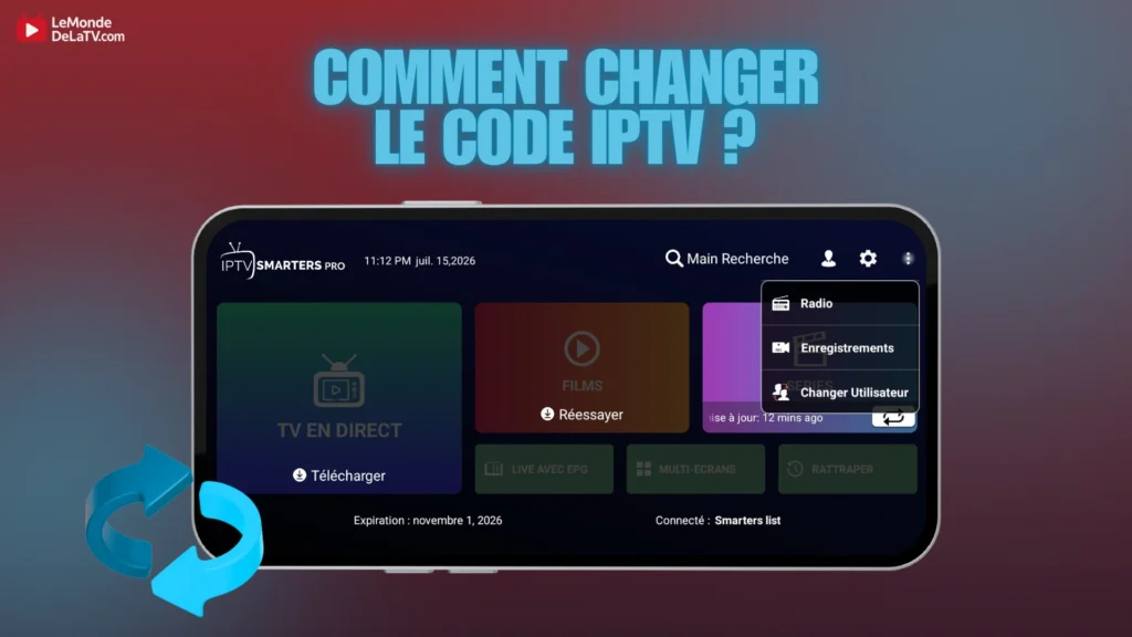 Changer d'utilisateur IPTV Smarters Pro